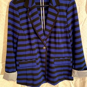 Ellen Tracy Company Sz M Blue/Black Blazer with contrasting sleeve lining